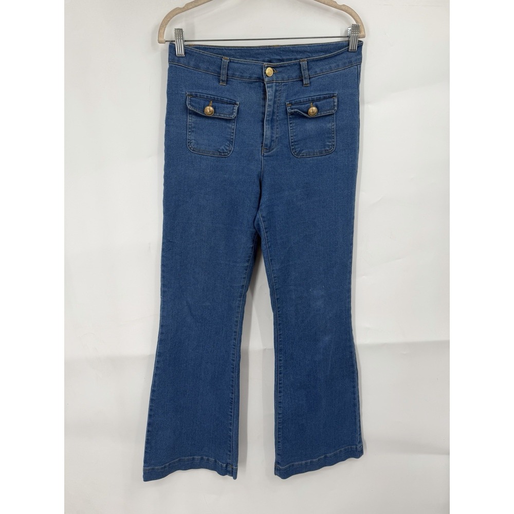 Jason Wu Wide Leg Flare Jeans Women 6 Blue Wash Denim 70s Retro Y2K Inspired